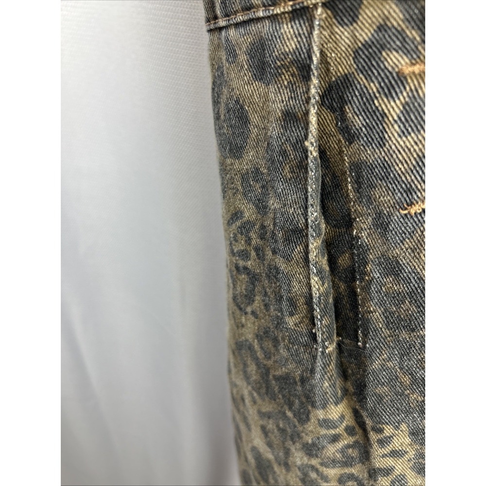 Dazy Wide Leg Overalls Leopard Print Relaxed Fit Medium Black Brown Animal Baggy - Picture 12 of 14